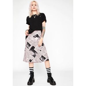 Dolls Kill newspaper print midi skirt